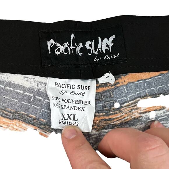 Pacific Surf Black and Orange Printed Swim Trunks Size XXL - Picture 3 of 6